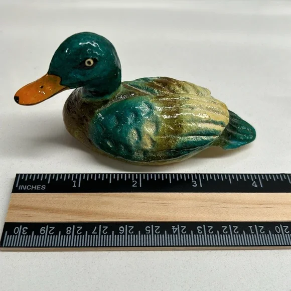🌻4/$20 Vintage Paper Mache Mallard Duck Small Figures Set Of Two - Picture 8 of 10
